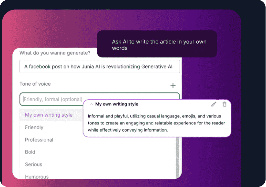 Ask AI to write a blog post using your own words & writing style